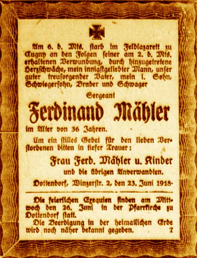 Anzeige im General-Anzeiger vom 23. Juni 1918