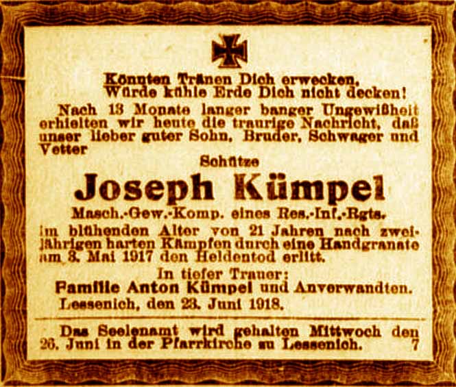 Anzeige im General-Anzeiger vom 23. Juni 1918