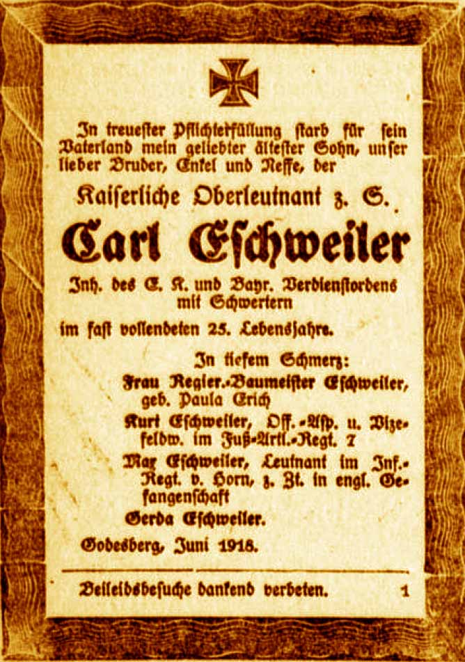 Anzeige im General-Anzeiger vom 23. Juni 1918