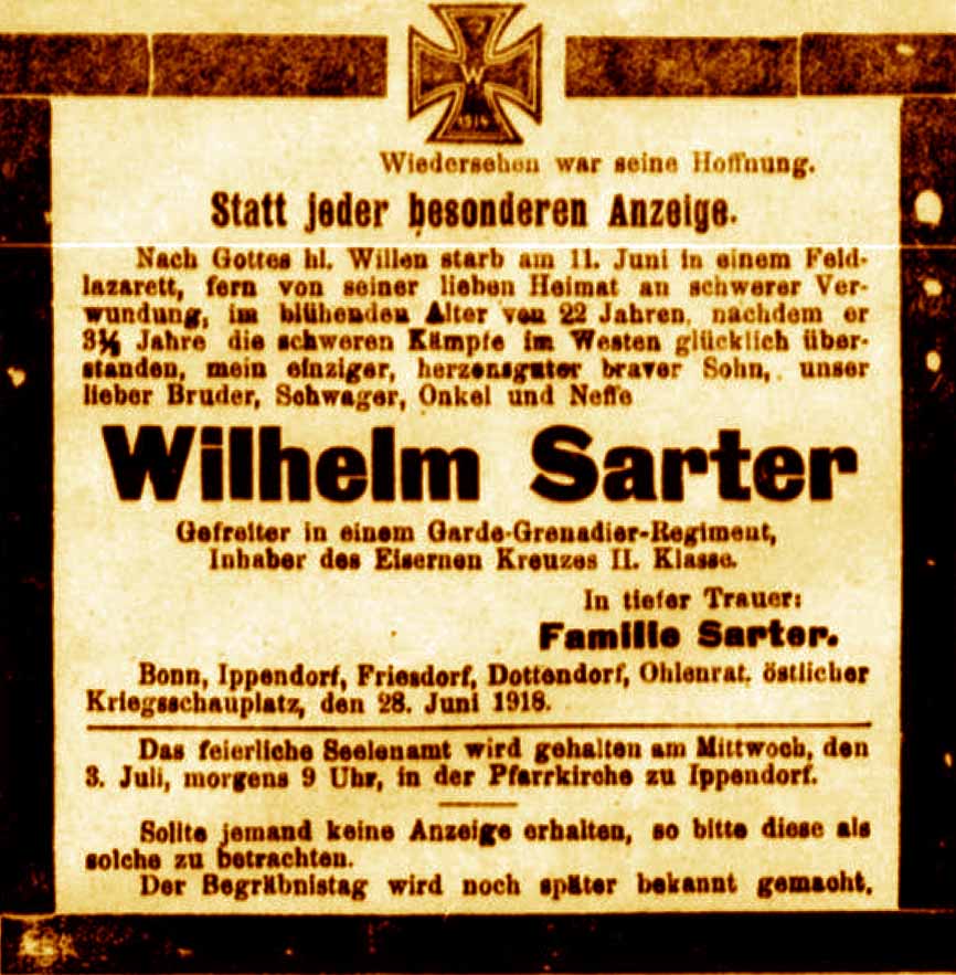 Anzeige in der Deutschen Reichs-Zeitung vom 29. Juni 1918