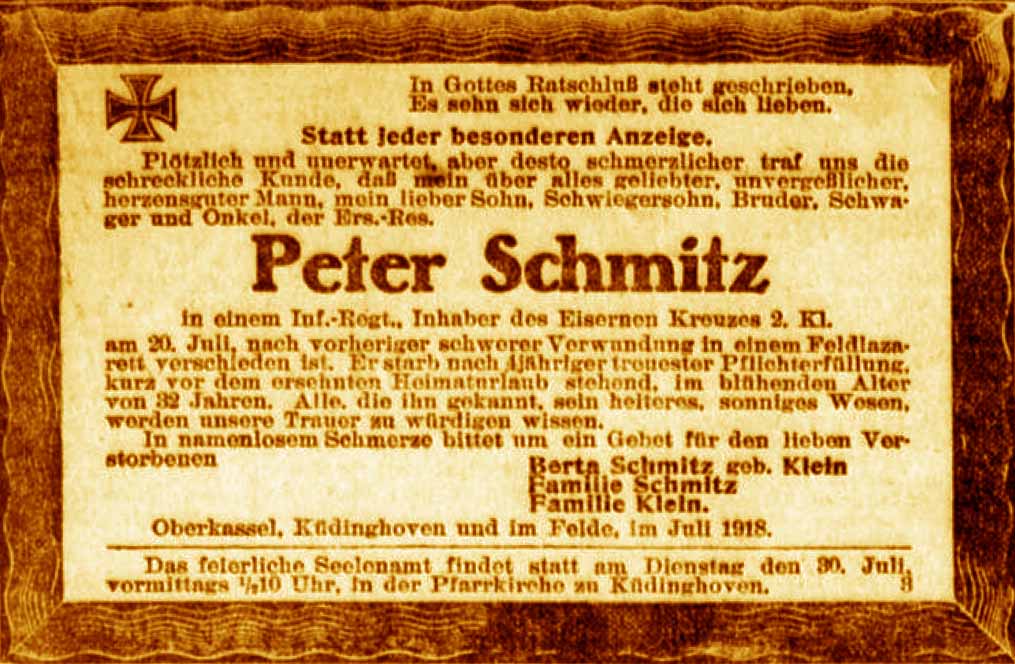 Anzeige im General-Anzeiger vom 24. Juli 1918