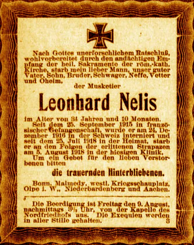 Anzeige im General-Anzeiger vom 7. August 1918