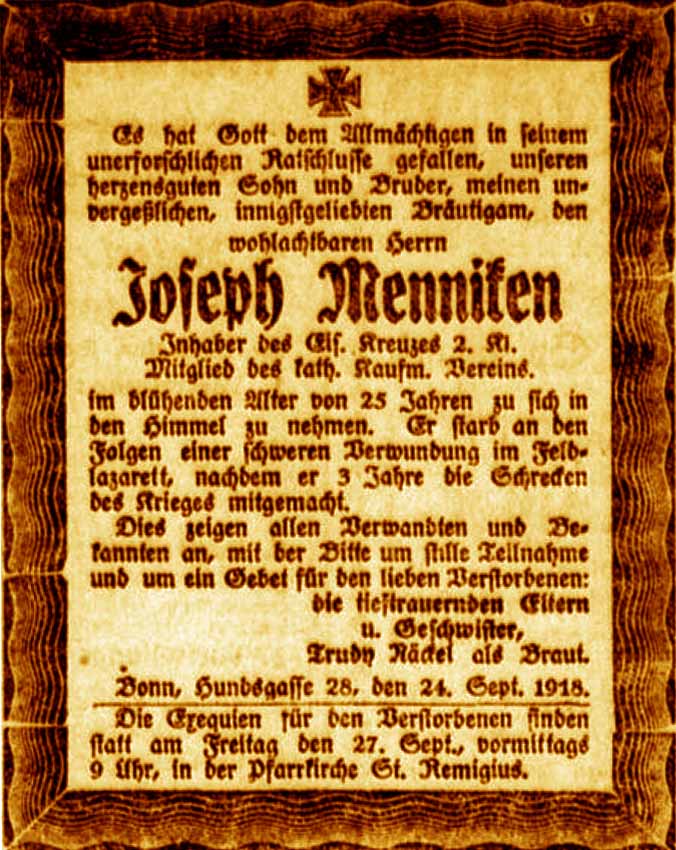 Anzeige im General-Anzeiger vom 24. September 1918