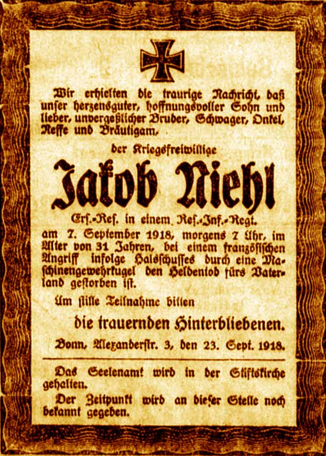 Anzeige im General-Anzeiger vom 24. September 1918