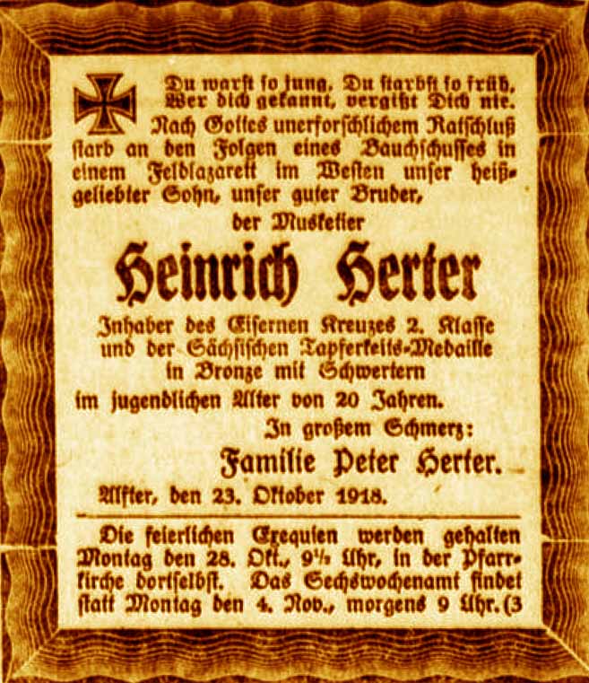 Anzeige im General-Anzeiger vom 23. Oktober 1918